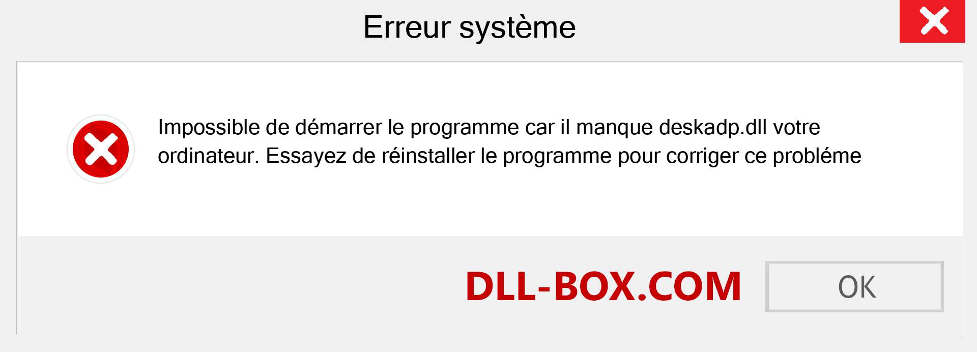 Le fichier deskadp.dll est manquant ?. Télécharger pour Windows 7, 8, 10 - Correction de l'erreur manquante deskadp dll sur Windows, photos, images